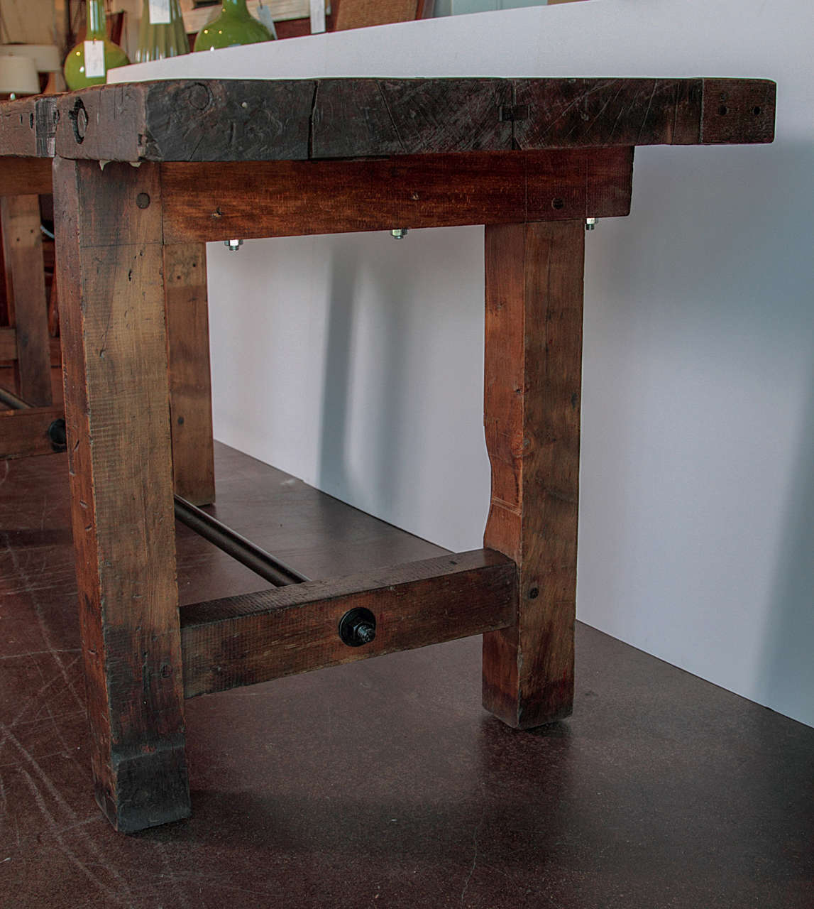 C.1920 French Oak Shop Table as Large Console Table In Good Condition In Dallas, TX