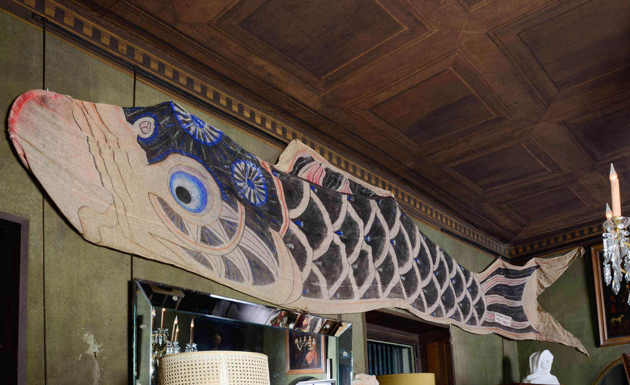 Koi-Nobori Banner Painting on Fabric, Japan, circa 1940