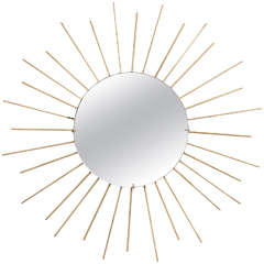 1960s Large French Brass Starburst Mirror 2