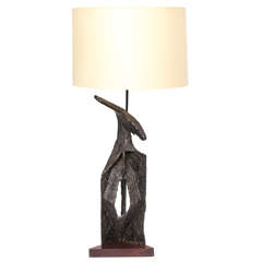 1970s Brutalist Patinated Bronze Table Lamp 5