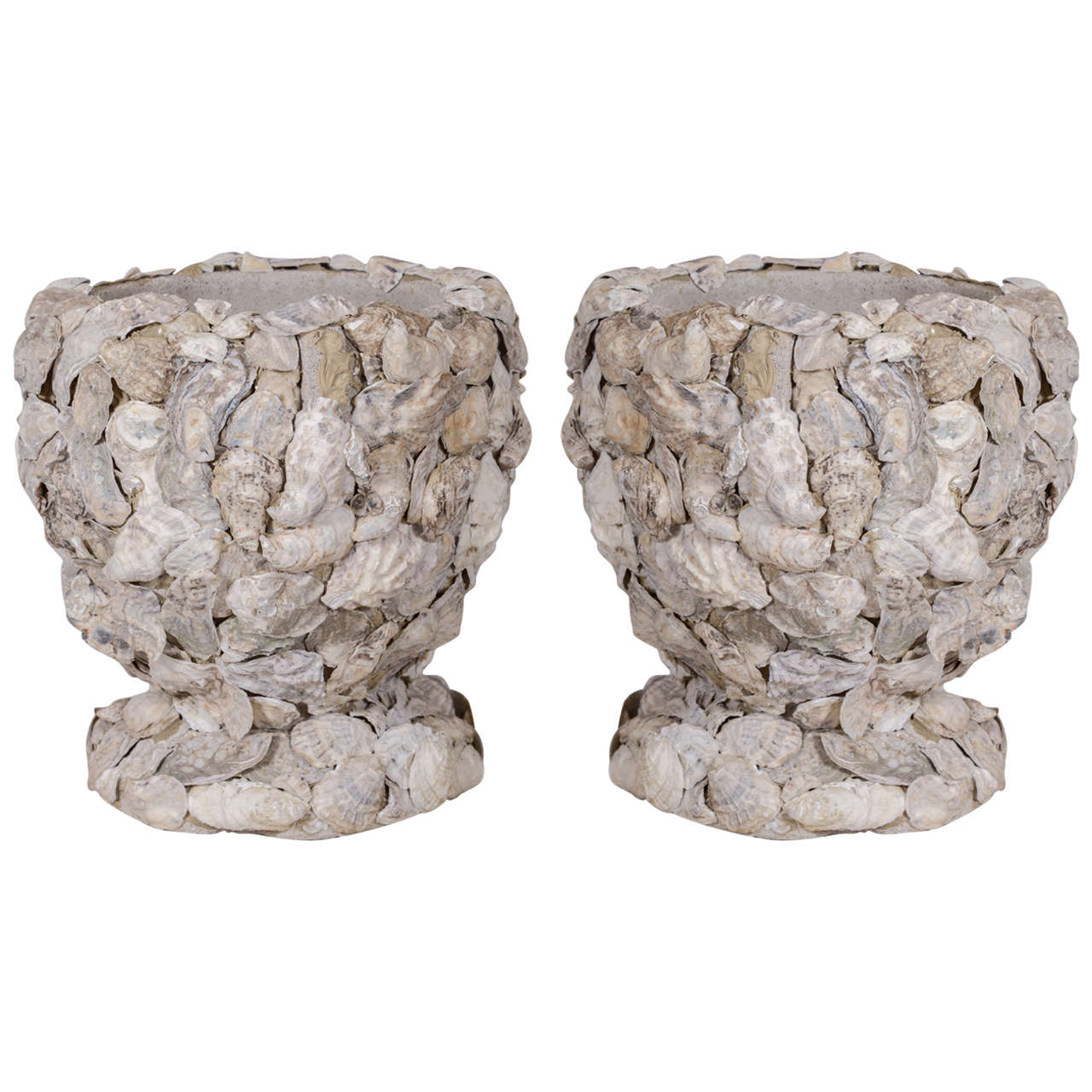 Pair of Shell-Covered Cache Pots
