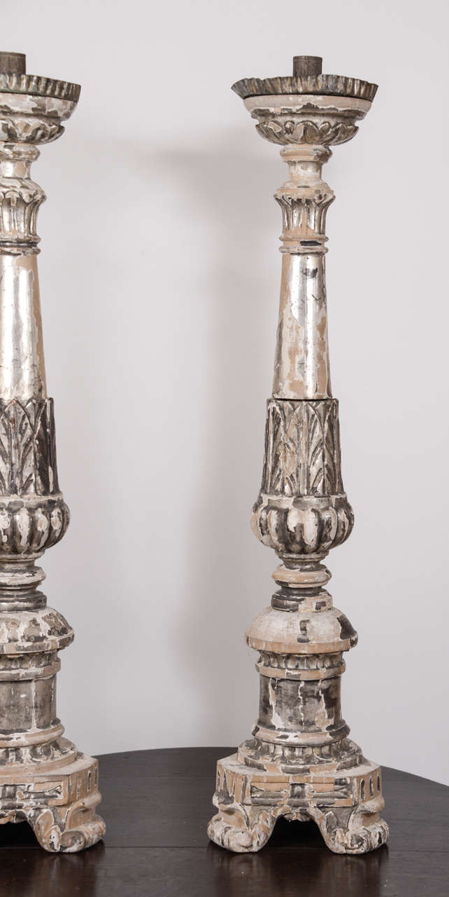 French Pair of 19th Century Silver Gilt Altarsticks