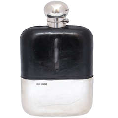 Art Deco Very Large Sterling Silver-Mounted Flask