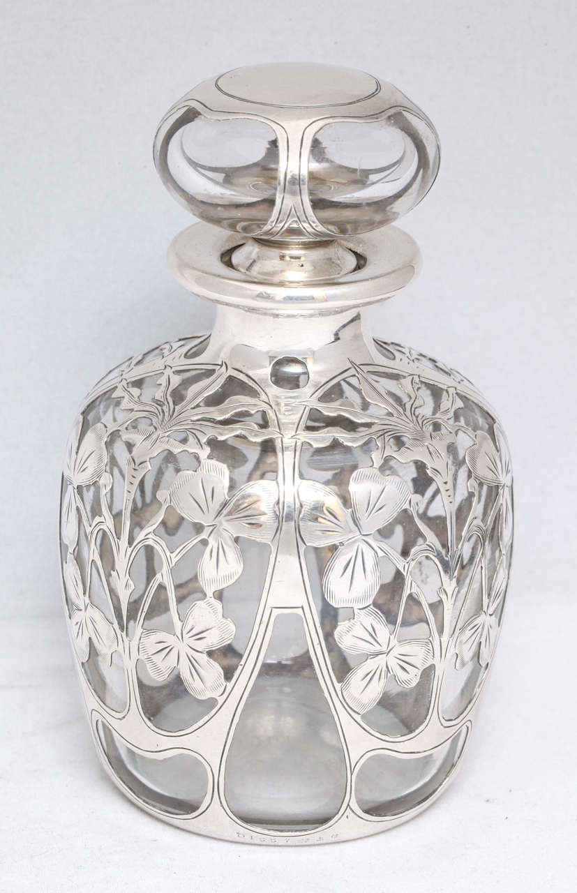 Art Nouveau Sterling Silver Overlay Perfume Bottle 2