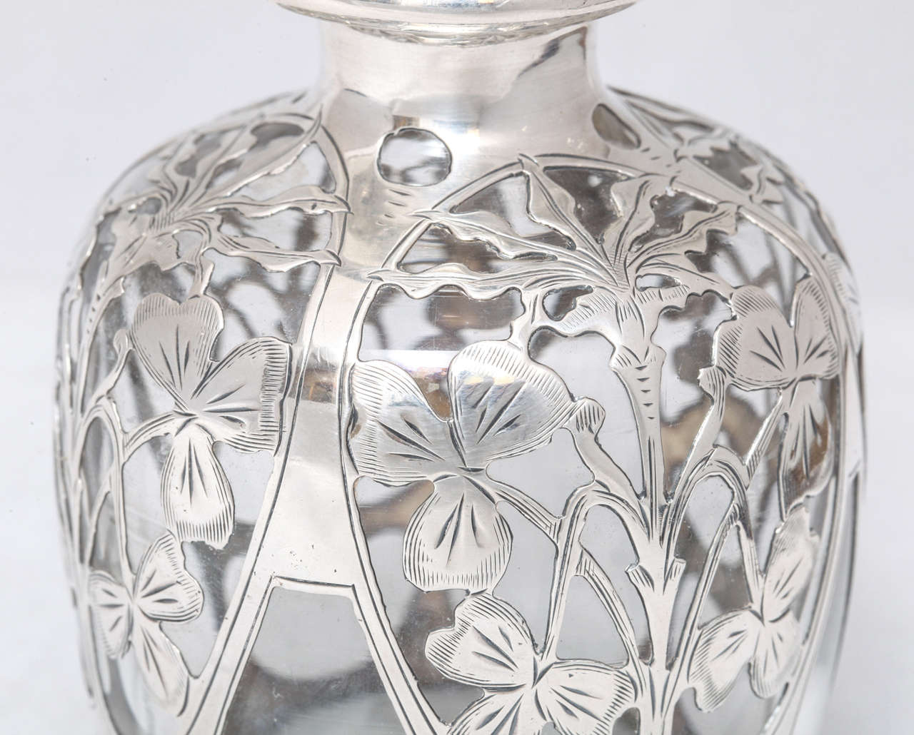 Art Nouveau Sterling Silver Overlay Perfume Bottle 3