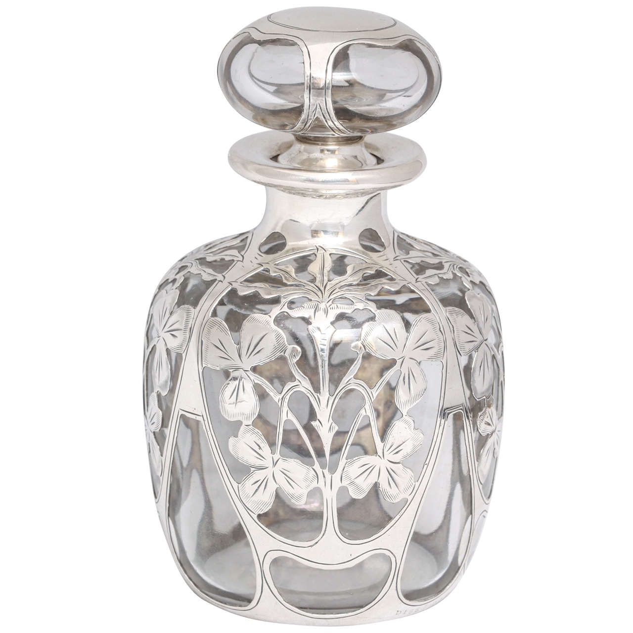 Art Nouveau Sterling Silver Overlay Perfume Bottle