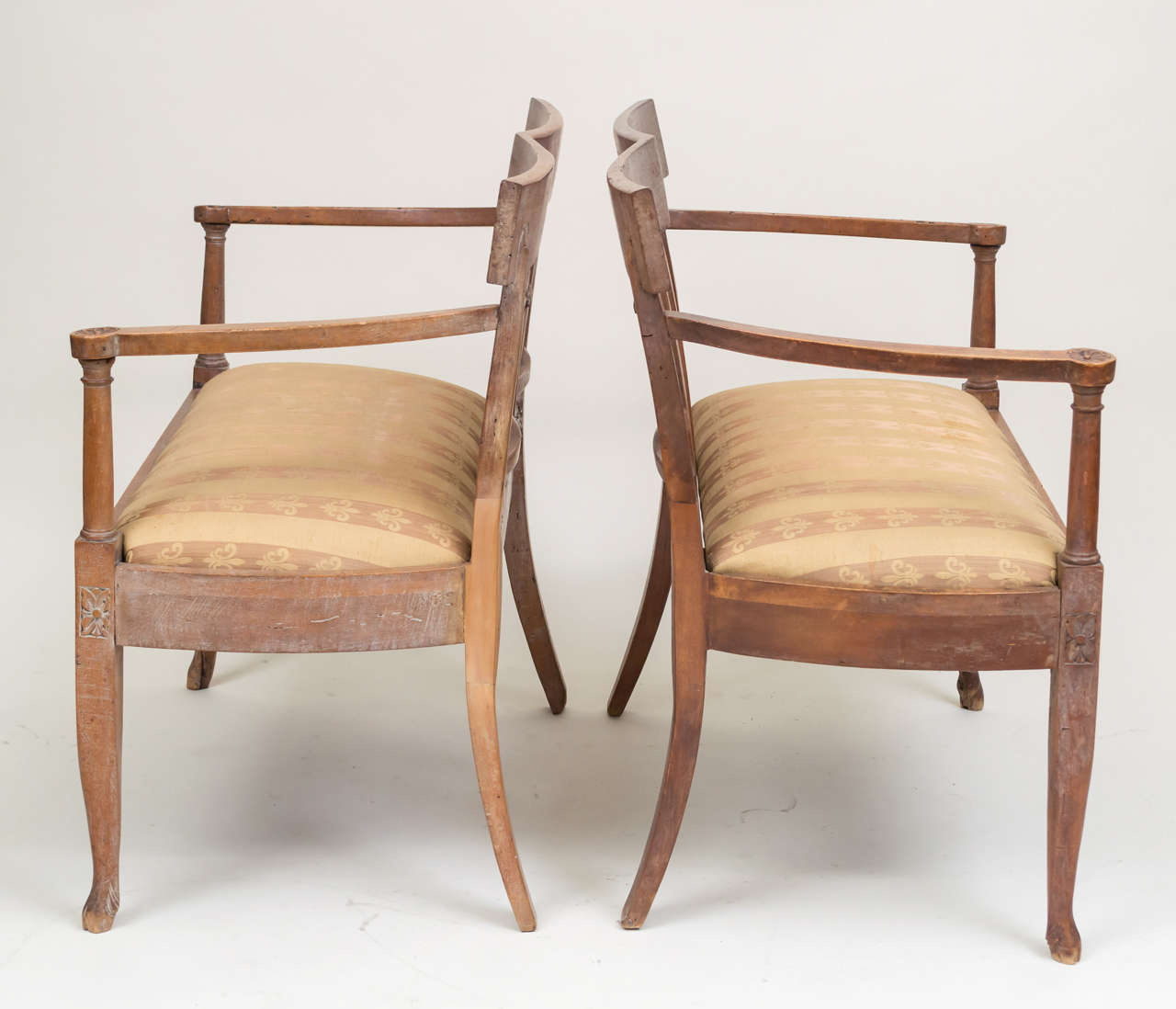 Late 18th Century Italian Neoclassic Walnut Benches, Pair 2