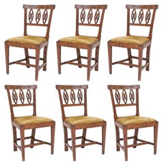 Antique Set of Six Italian Neoclassic Period Side Chairs