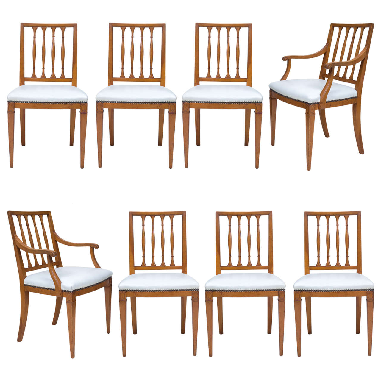 Set of Eight Italian Neoclassic Design Moderne Chairs