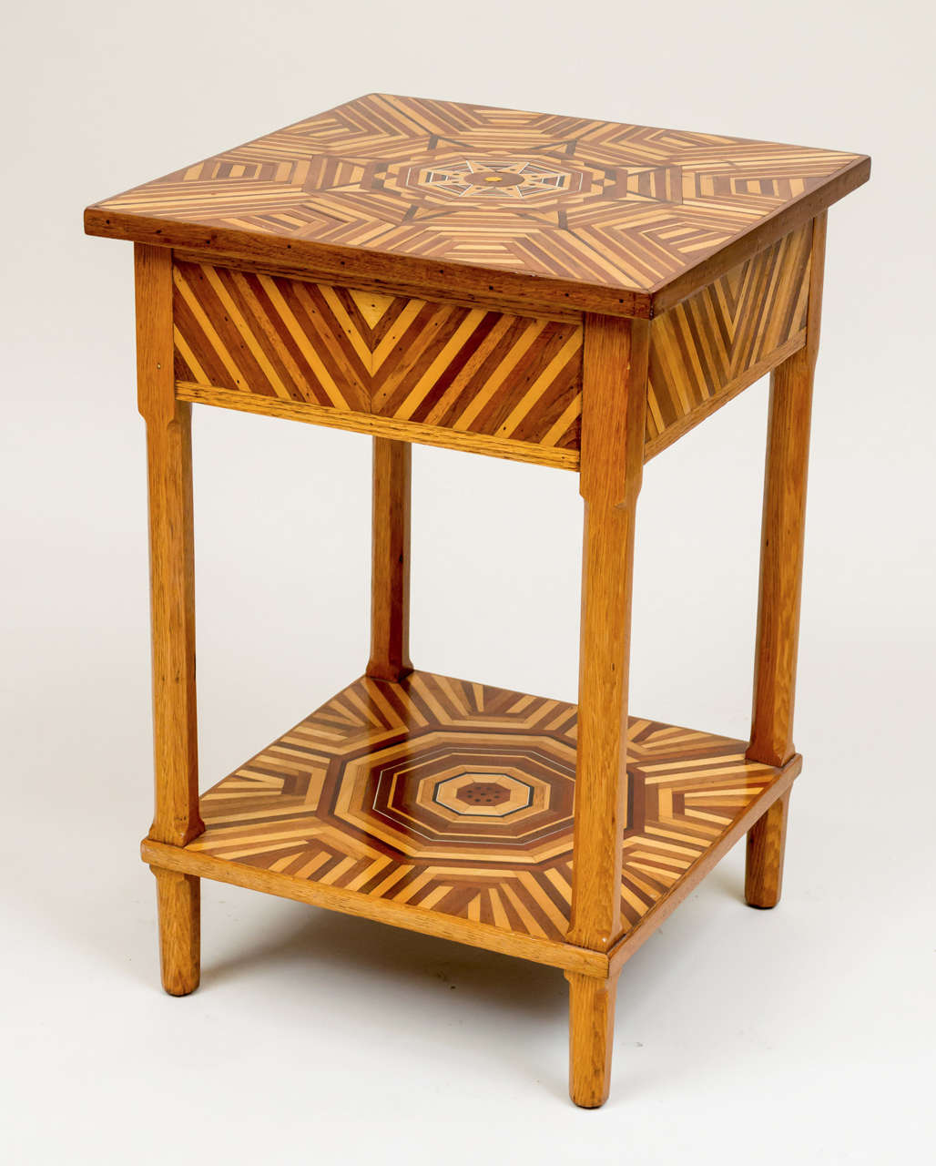 20th Century American Folk Art Marquetry Side Table