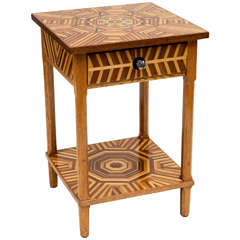American Folk Art Marquetry Side Table 8