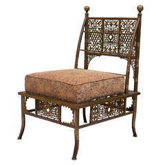 Antique 19th C. American Aesthetic Brass Dressing Chair