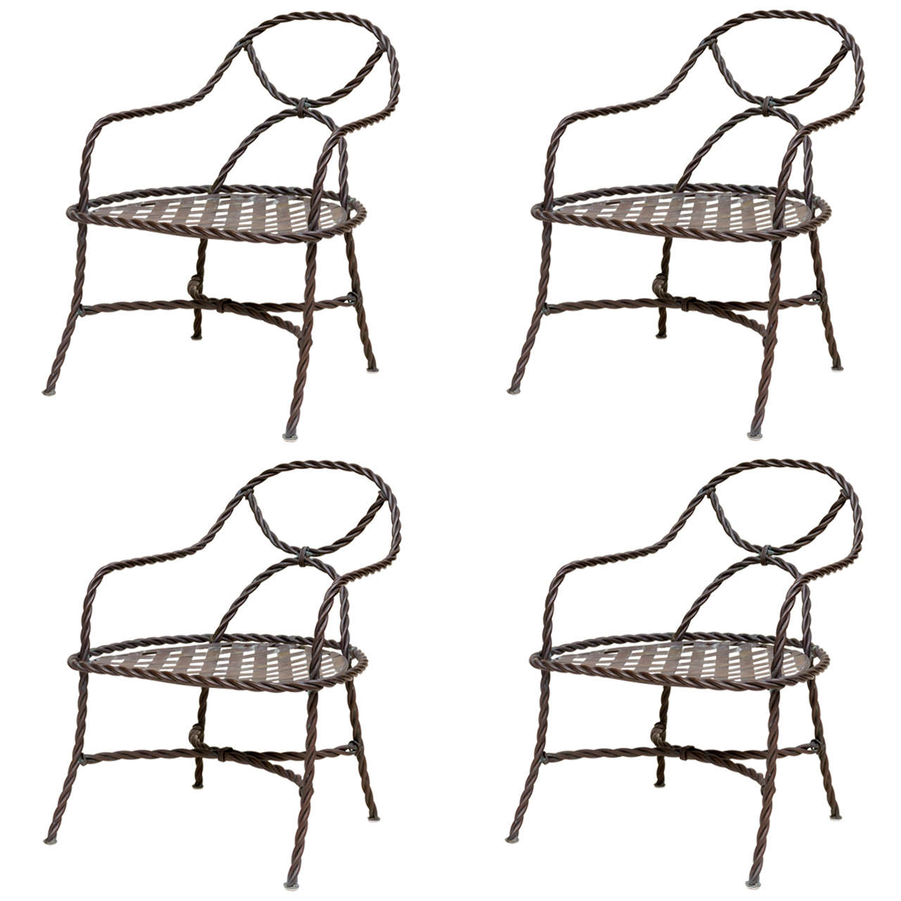 Mid-20th Century Bronze Cable Chairs For Sale