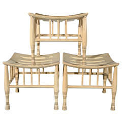 Set of 3 thebes stools in cream finish Set of 3 thebes stools in cream finish