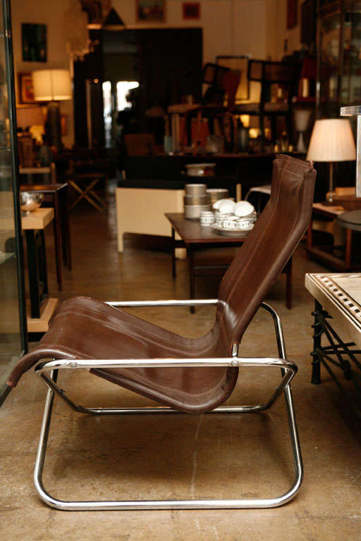 Japanese Uchida leather folding chair
