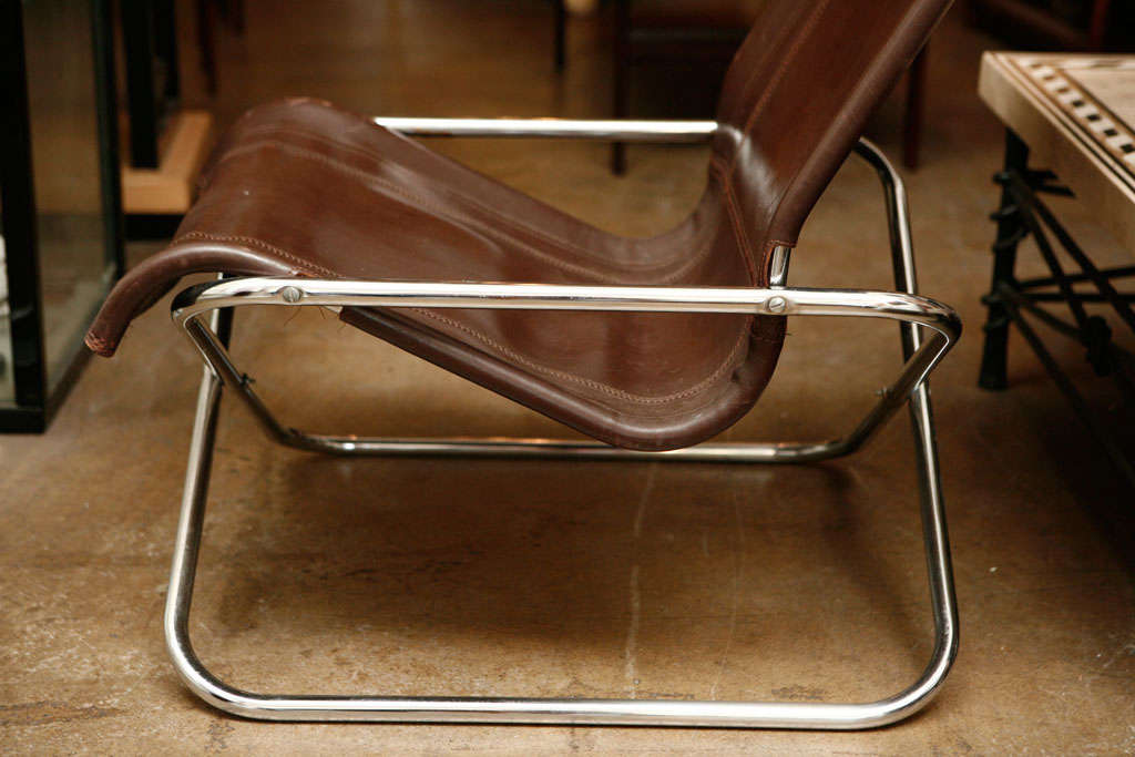 20th Century Uchida leather folding chair
