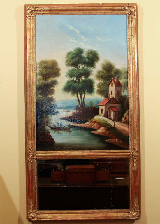 French Restauration Gilt Trumeau Mirror