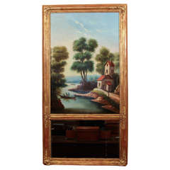 Antique French Restauration Gilt Trumeau Mirror