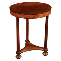 Antique Italian Empire Round Table with Drawer