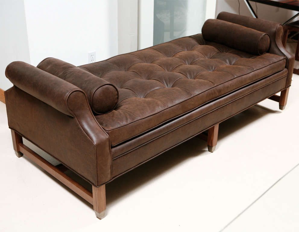 Contemporary Leather Double-Arm Day Bed