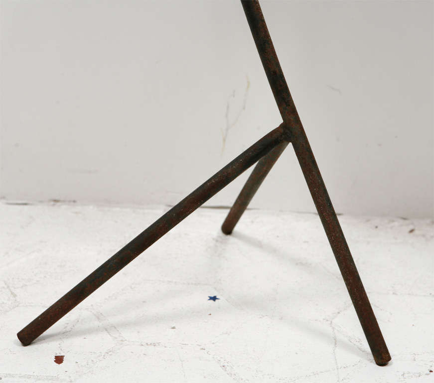 Classic Mid Century tripod leg ashtray, has a blue enamel bowl and multiple uses.