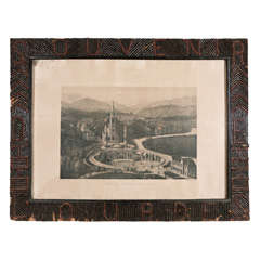 French  Illustration in Tramp Art Style Frame