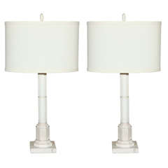 Classic Pair of Marble Table Lamps
