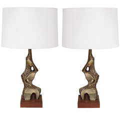 Lamps, Mid-Century Modern Brutalist Torso Brass Laurel, C 1950