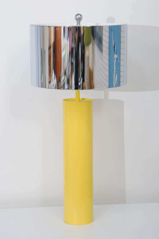 Bright and mod, these fun yellow lamps adde a happy punch of color to any room.  Shades are listed separately.
