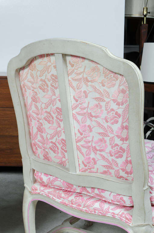 Pink and White Floral Slipper Side Chairs 2