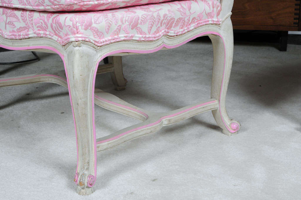 Pink and White Floral Slipper Side Chairs 5