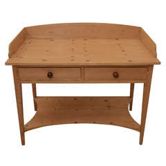 English Regency Pine 2 Drawer Table With Back Splash