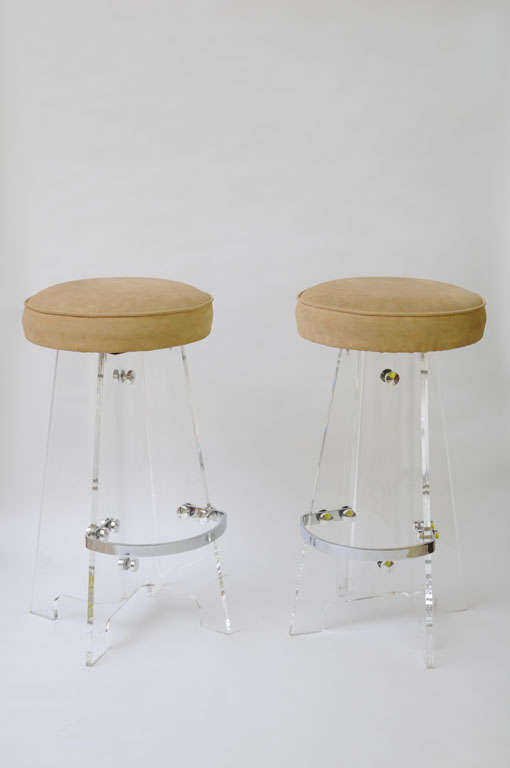 Extraordinary Verano Lucite Bar Stools Signed Dated