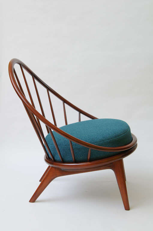 Scandinavian Modern Early Ib Kofod Larsen Spindle Back Peacock Lounge Chair