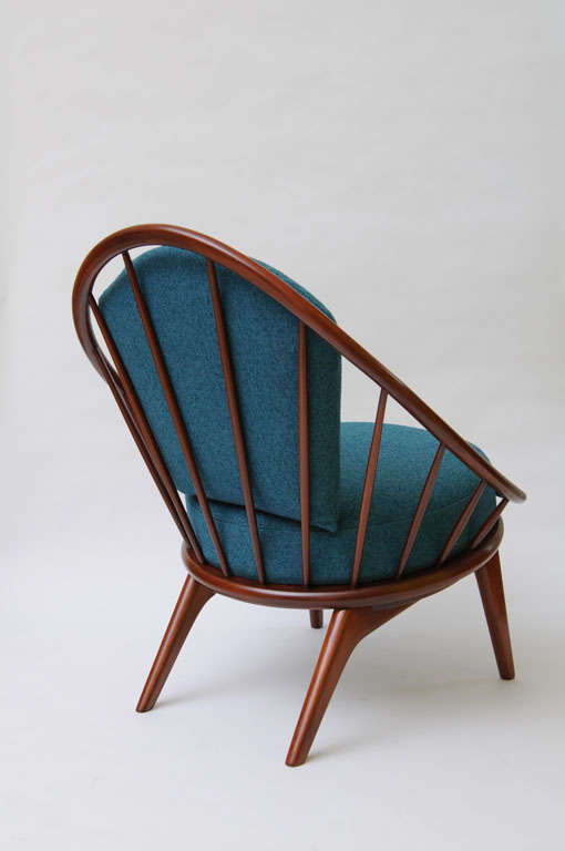Early Ib Kofod Larsen Spindle Back Peacock Lounge Chair In Excellent Condition In Miami, FL