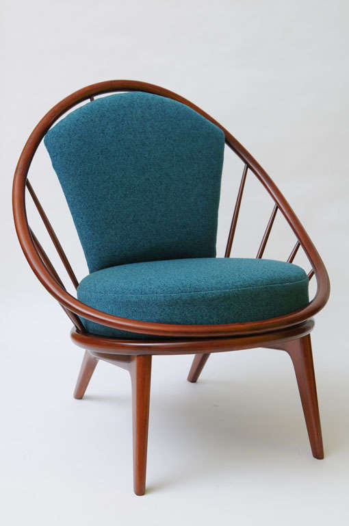 Upholstery Early Ib Kofod Larsen Spindle Back Peacock Lounge Chair