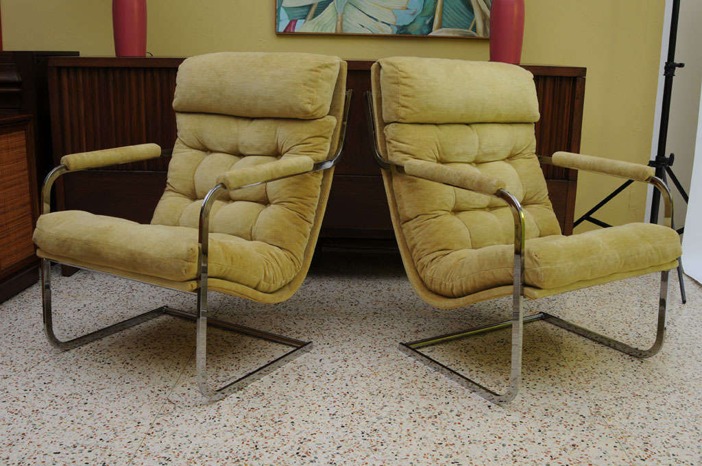 Exceptional Milo Baughman Style Cantilever Lounge Chairs 4
