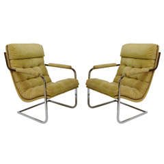 Exceptional Milo Baughman Style Cantilever Lounge Chairs