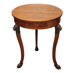 Antique Italian Empire Walnut Table With Lion Heads And Feet