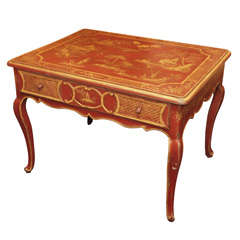18th C. French One Drawer Table With Chinoiserie Decoration
