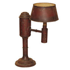 Antique Italian Red Tole Student Lamp