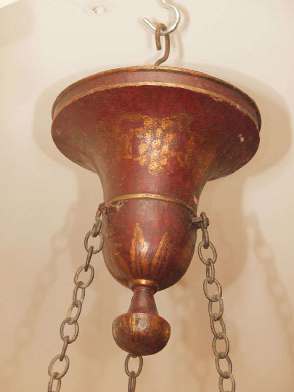 19th Century Exceptional Italian Red Tole 9 Light Chandelier
