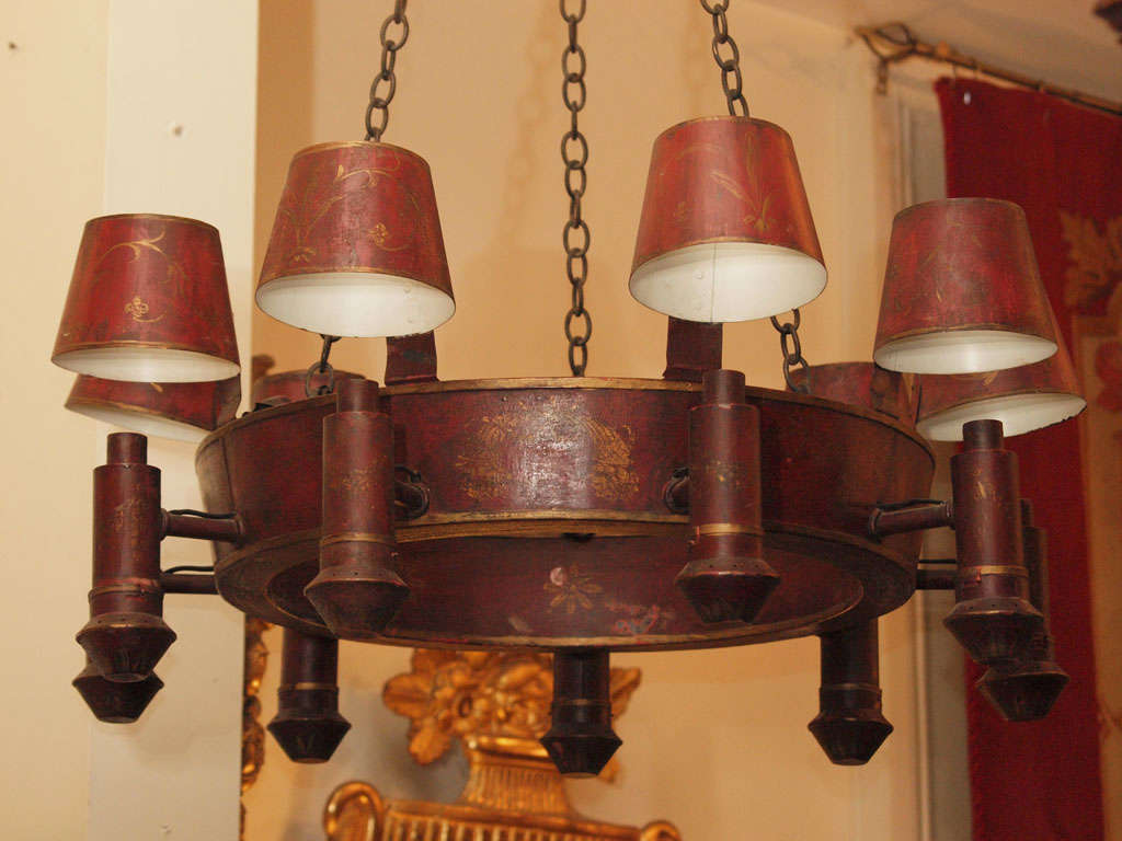 Exceptional Italian Red Tole 9 Light Chandelier 6
