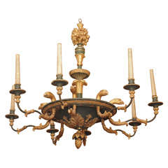 ITALIAN GILT WOOD AND PAINT CHANDELIER