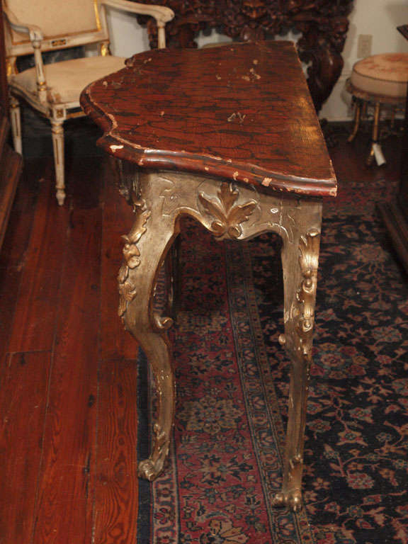 Italian Giltwood And Faux Marble Console Table For Sale 6