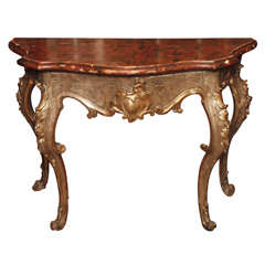 Italian Giltwood And Faux Marble Console Table 10