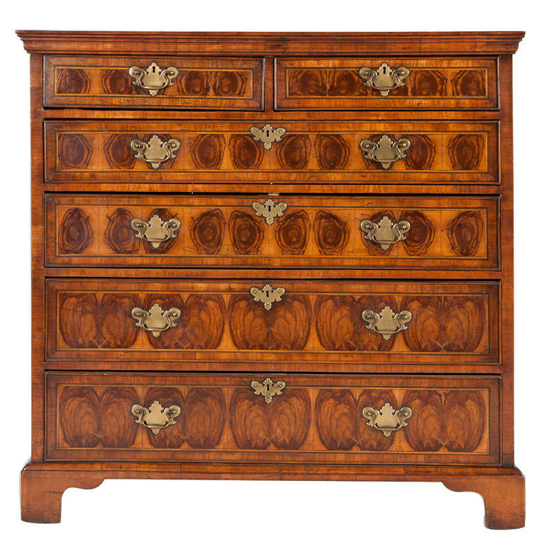 George III Oyster Burl Yew wood Chest Of Drawers