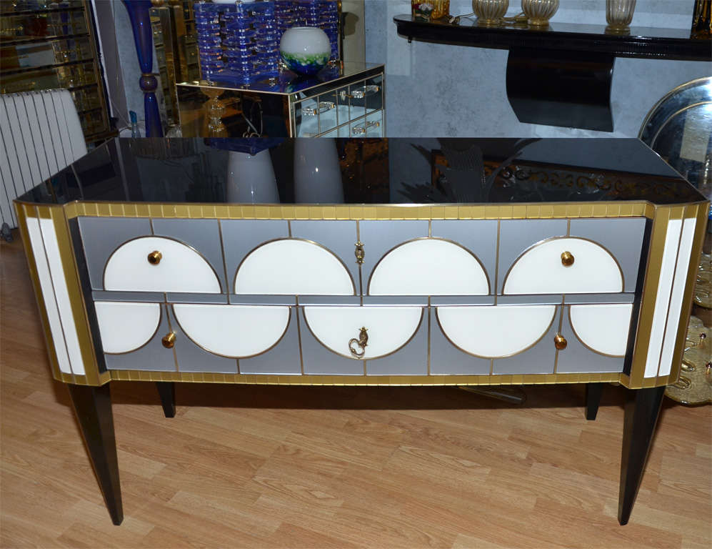 Italian One commode all in mirror, with two drawers.