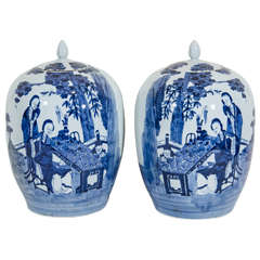 Covered Porcelain Ginger Jars