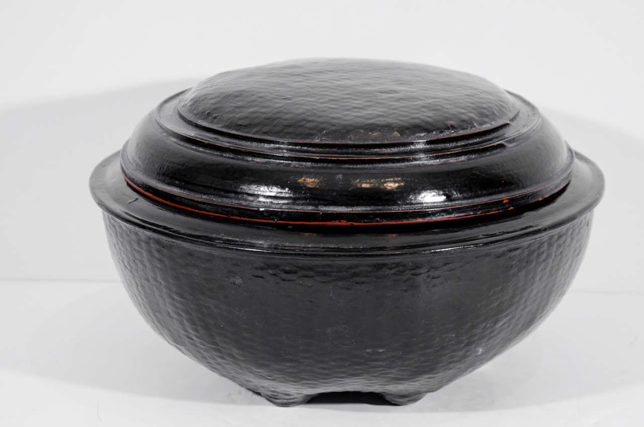 Burmese Lacquer Ceremonial Monastery Food Bowl For Sale